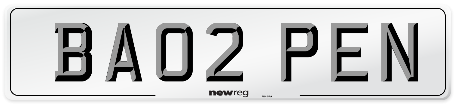 BA02 PEN Number Plate from New Reg